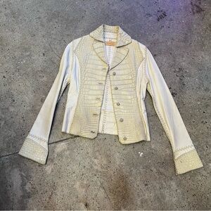 Lost Art Genuine Crocodile 🐊 Leather Off White Jacket Women’s M MD Medium